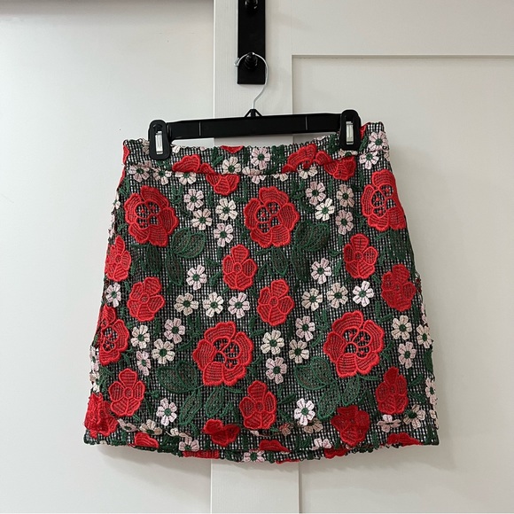 Topshop Rose Lace Gingham Skirt in Size 8 - Picture 5 of 5